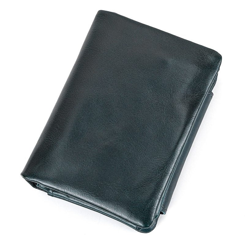 Genuine Faux Leather Wallet Coin Bag with Multiple Card Slots First-Layer Cowhide Three-Fold Short Wallet Faux Leather Coin Purse