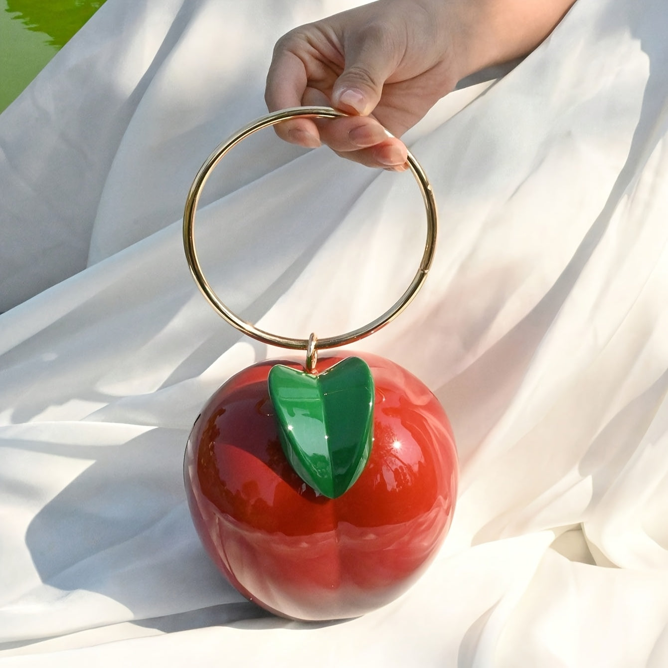 French-Style Premium Acrylic Exquisite Fairy Mini Peach Elegant Metal Banquet Key Clutch Crossbody Handbag