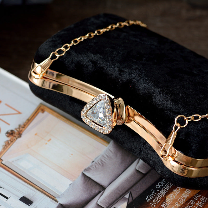 New Vintage-style-embellished Velvet Handbag, Clutch Bag, Crossbody Dress Bag, Cheongsam Bag, Women's Shoulder Bag
