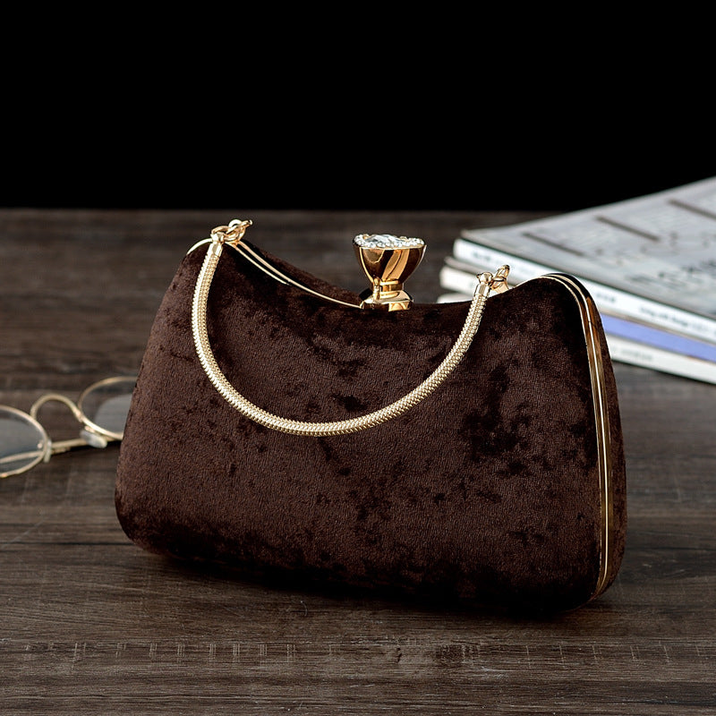 New Vintage-style-embellished Velvet Handbag, Clutch Bag, Crossbody Dress Bag, Cheongsam Bag, Women's Shoulder Bag