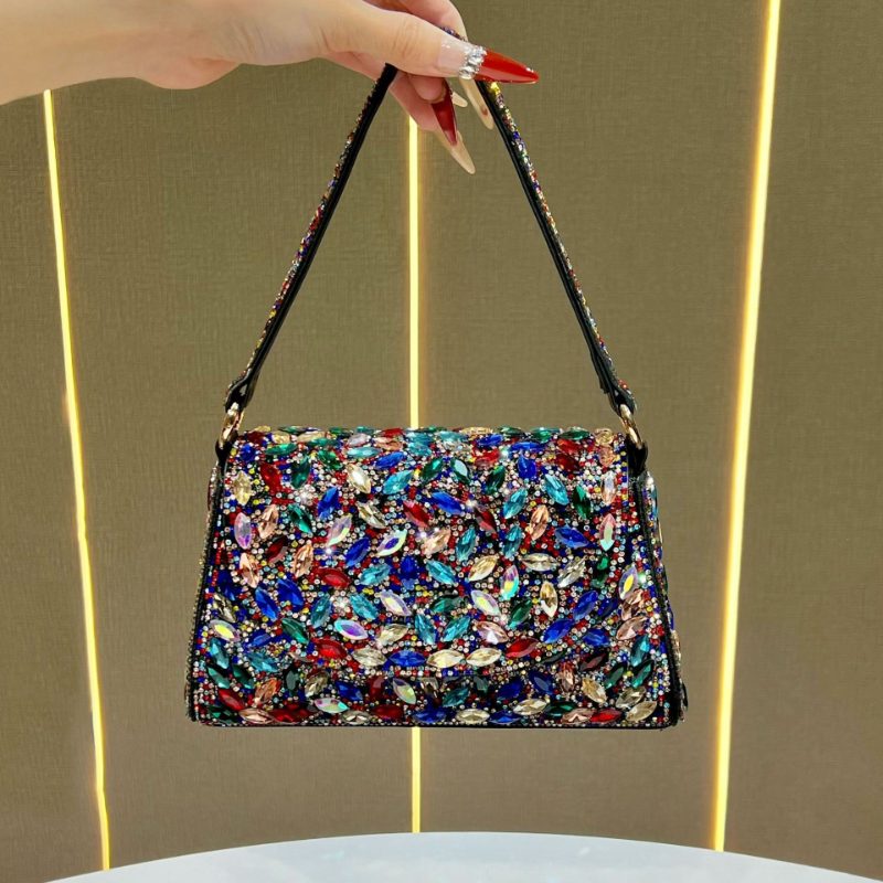 New Cross-border Women's Handbag, Clutch Bag, Cheongsam Bag, High-end Light Luxury Dinner Bag, Rhinestone Cross-body, -encrusted