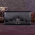 Authentic Faux Leather Wallet Designed for Women, Crafted by Hand in a Vintage Style, Featuring a Three-Fold Design, a Real Faux Leather Purse, a Metal Lock, a Card Holder, a Money Clip, And a Clutch