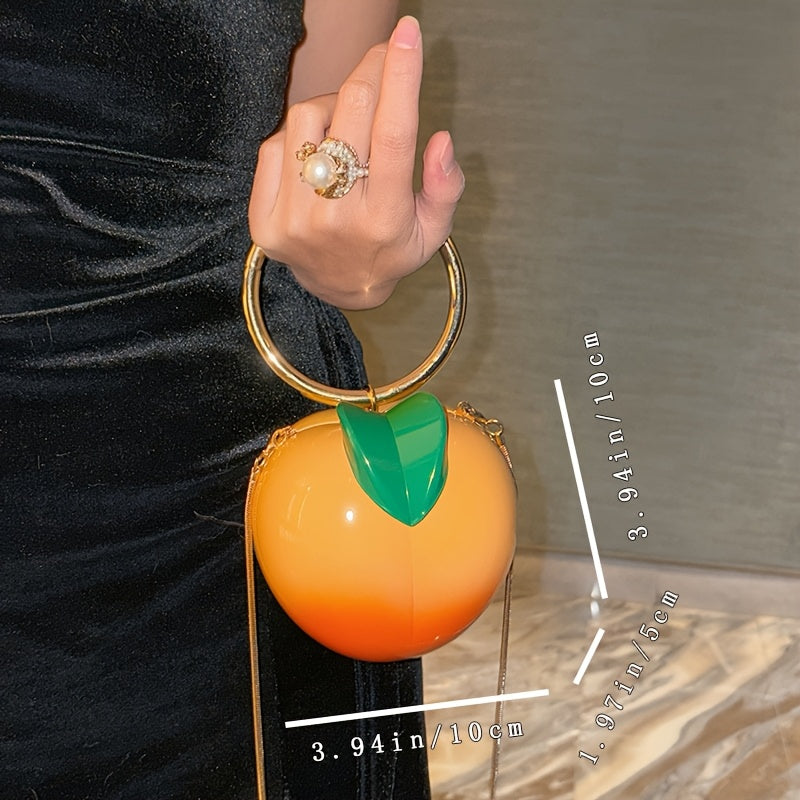 French-Style Premium Acrylic Exquisite Fairy Mini Peach Elegant Metal Banquet Key Clutch Crossbody Handbag