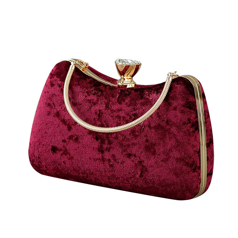 New Vintage-style-embellished Velvet Handbag, Clutch Bag, Crossbody Dress Bag, Cheongsam Bag, Women's Shoulder Bag