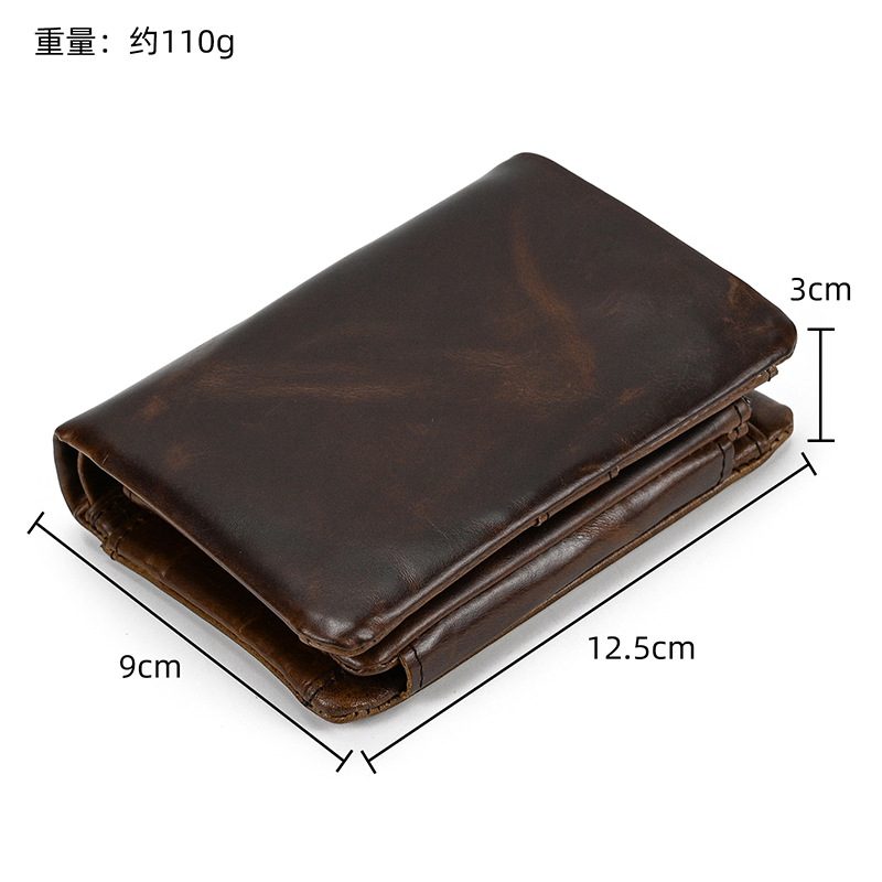 Genuine Faux Leather Wallet Coin Bag with Multiple Card Slots First-Layer Cowhide Three-Fold Short Wallet Faux Leather Coin Purse