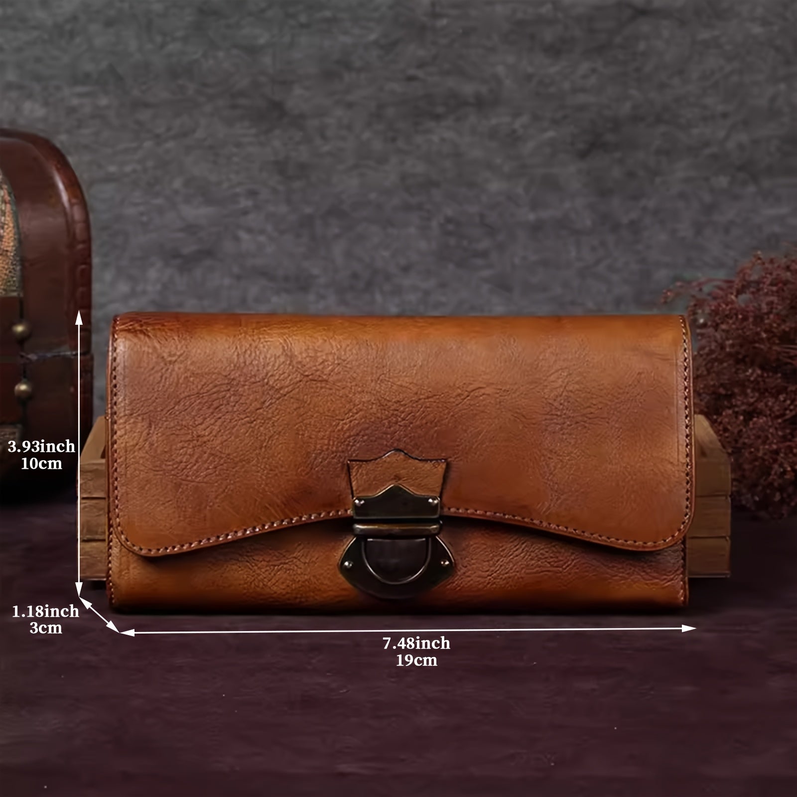 Authentic Faux Leather Wallet Designed for Women, Crafted by Hand in a Vintage Style, Featuring a Three-Fold Design, a Real Faux Leather Purse, a Metal Lock, a Card Holder, a Money Clip, And a Clutch
