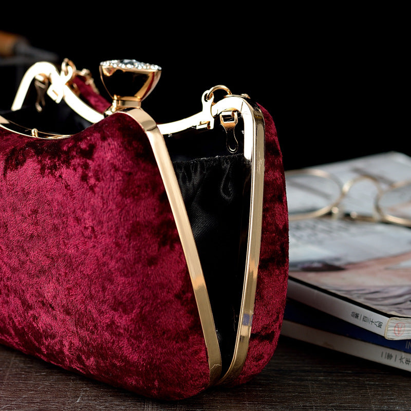 New Vintage-style-embellished Velvet Handbag, Clutch Bag, Crossbody Dress Bag, Cheongsam Bag, Women's Shoulder Bag