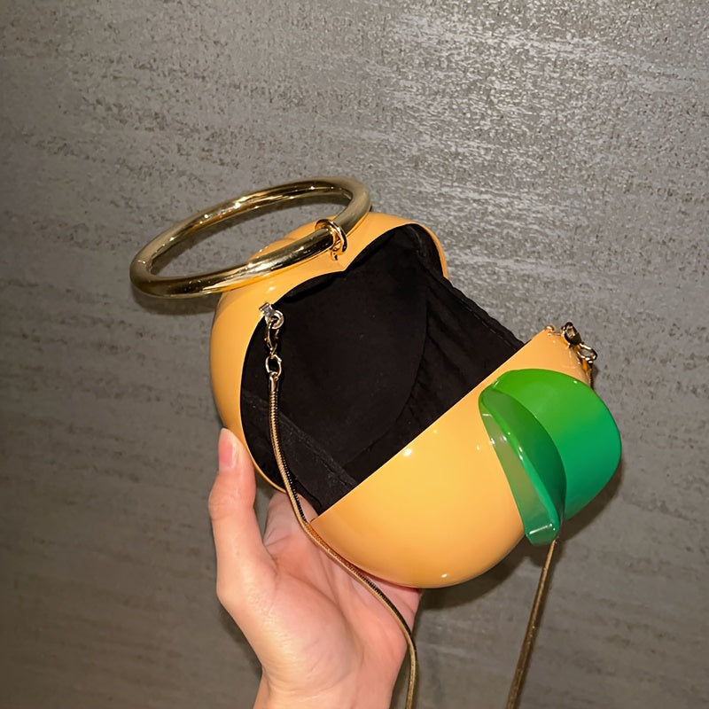 French-Style Premium Acrylic Exquisite Fairy Mini Peach Elegant Metal Banquet Key Clutch Crossbody Handbag