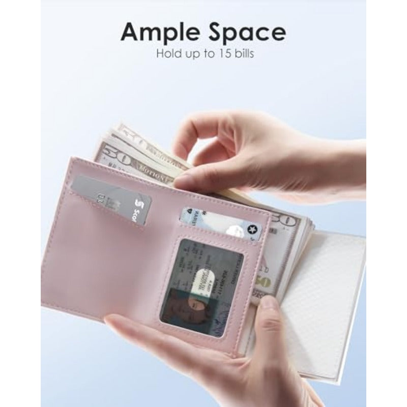 Women' RFID-Blocking Anti-Theft Wallet - Slim Trifold Wallet with Pop-Up Card Holder, Ultra-Thin Front Pocket, 9-11 Card Capacity, Cash Slot & ID Window - Premium Suitable for Travel, Everyday Carry &