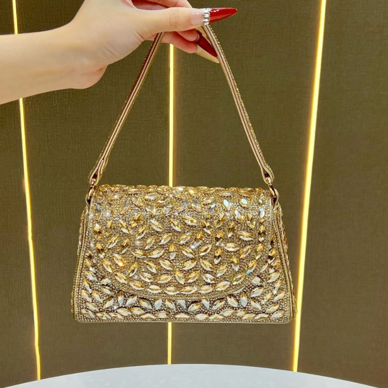 New Cross-border Women's Handbag, Clutch Bag, Cheongsam Bag, High-end Light Luxury Dinner Bag, Rhinestone Cross-body, -encrusted