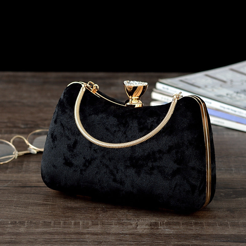 New Vintage-style-embellished Velvet Handbag, Clutch Bag, Crossbody Dress Bag, Cheongsam Bag, Women's Shoulder Bag