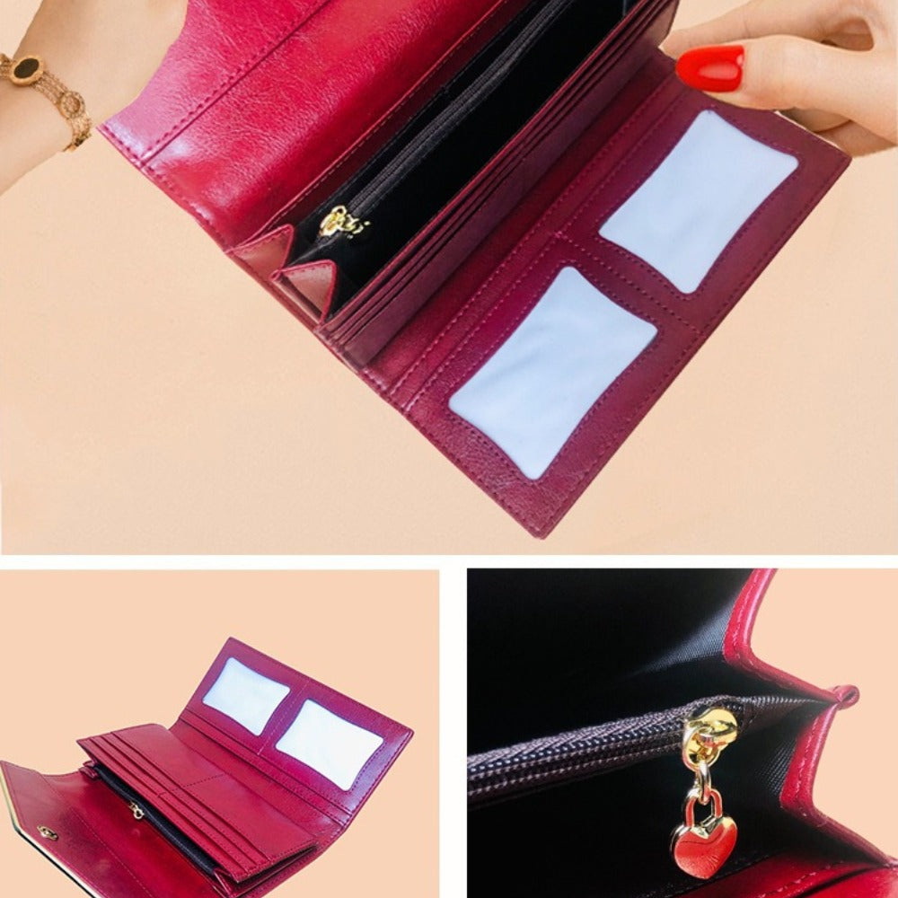 Genuine Leather Clutch Bag for Women: Multi-Functional Wallet with Multiple Card Slots And Ample Storage