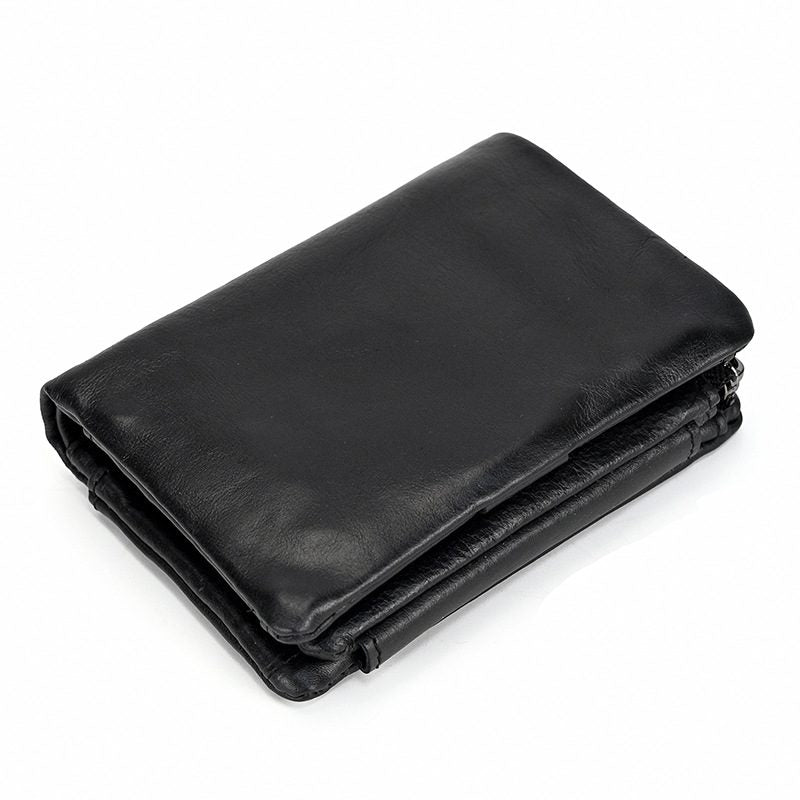 Genuine Faux Leather Wallet Coin Bag with Multiple Card Slots First-Layer Cowhide Three-Fold Short Wallet Faux Leather Coin Purse