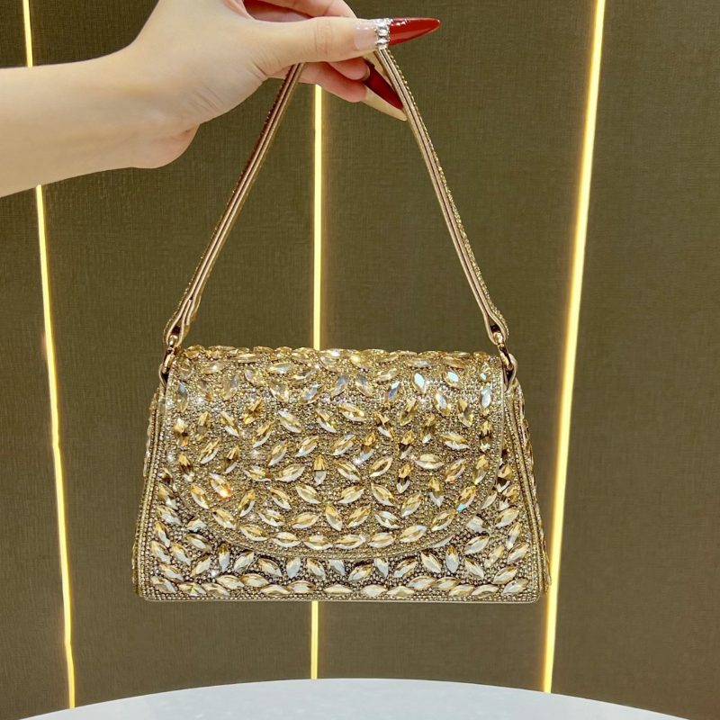 New Cross-border Women's Handbag, Clutch Bag, Cheongsam Bag, High-end Light Luxury Dinner Bag, Rhinestone Cross-body, -encrusted
