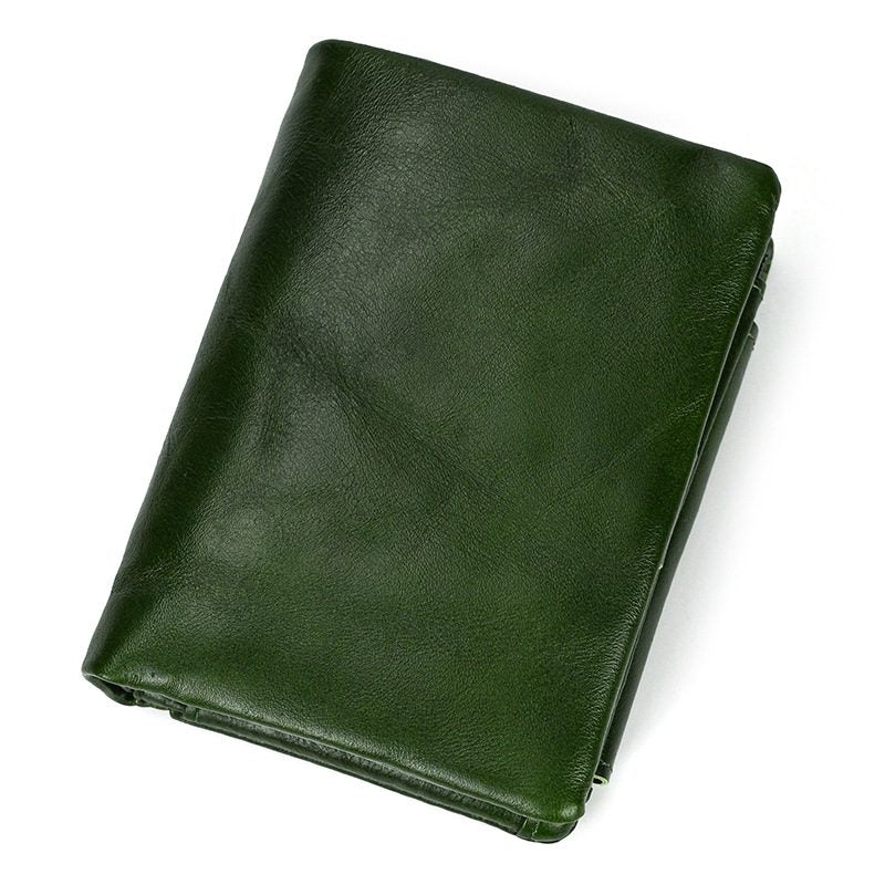 Genuine Faux Leather Wallet Coin Bag with Multiple Card Slots First-Layer Cowhide Three-Fold Short Wallet Faux Leather Coin Purse