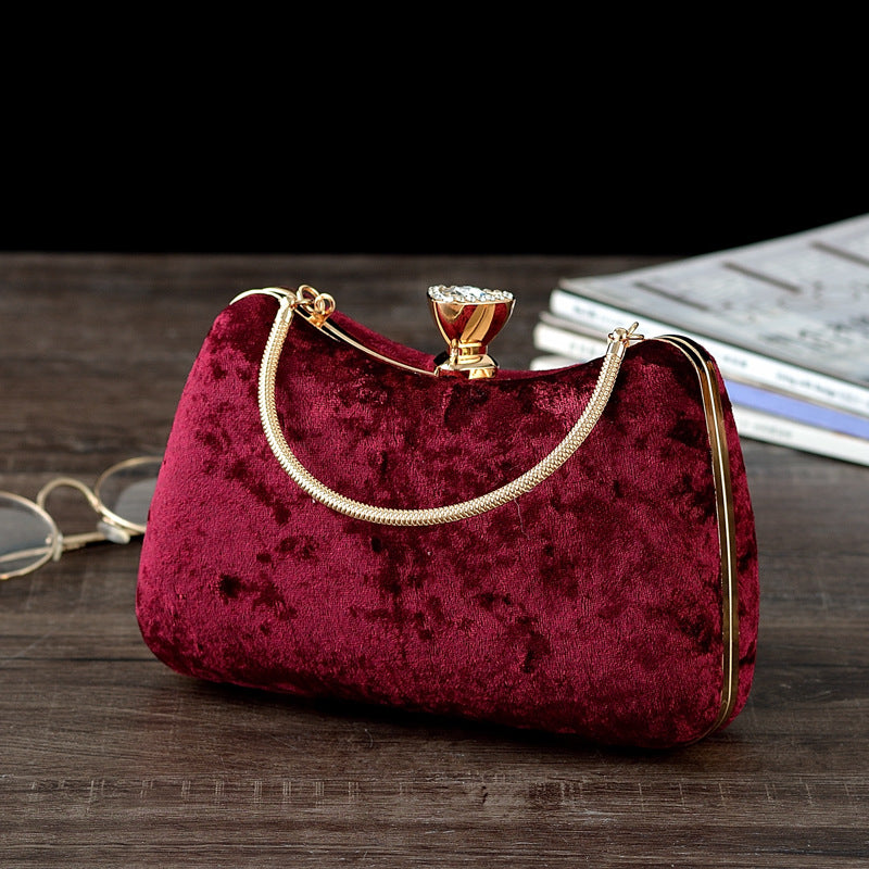 New Vintage-style-embellished Velvet Handbag, Clutch Bag, Crossbody Dress Bag, Cheongsam Bag, Women's Shoulder Bag