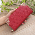 2026 New Korean Style Women'S Long Zipper Wallet with Embossed Diamond Pattern, Multiple Card Slots, Urban Easy Style