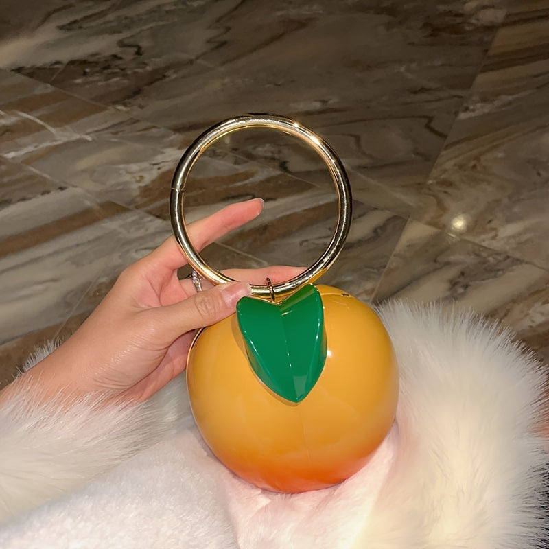 French-Style Premium Acrylic Exquisite Fairy Mini Peach Elegant Metal Banquet Key Clutch Crossbody Handbag