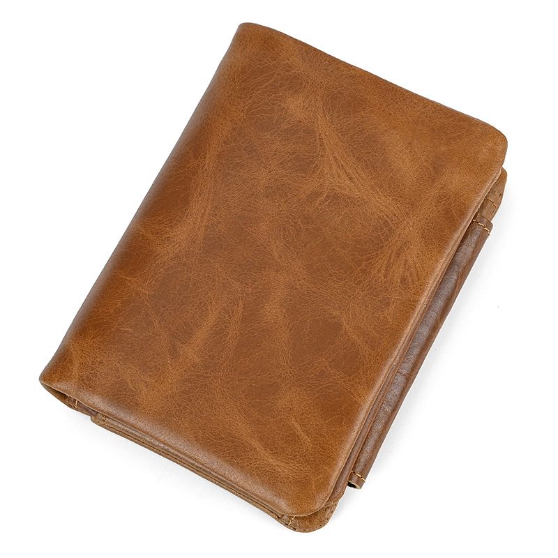 Genuine Faux Leather Wallet Coin Bag with Multiple Card Slots First-Layer Cowhide Three-Fold Short Wallet Faux Leather Coin Purse