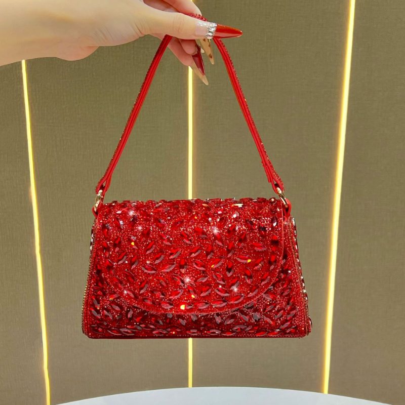 New Cross-border Women's Handbag, Clutch Bag, Cheongsam Bag, High-end Light Luxury Dinner Bag, Rhinestone Cross-body, -encrusted