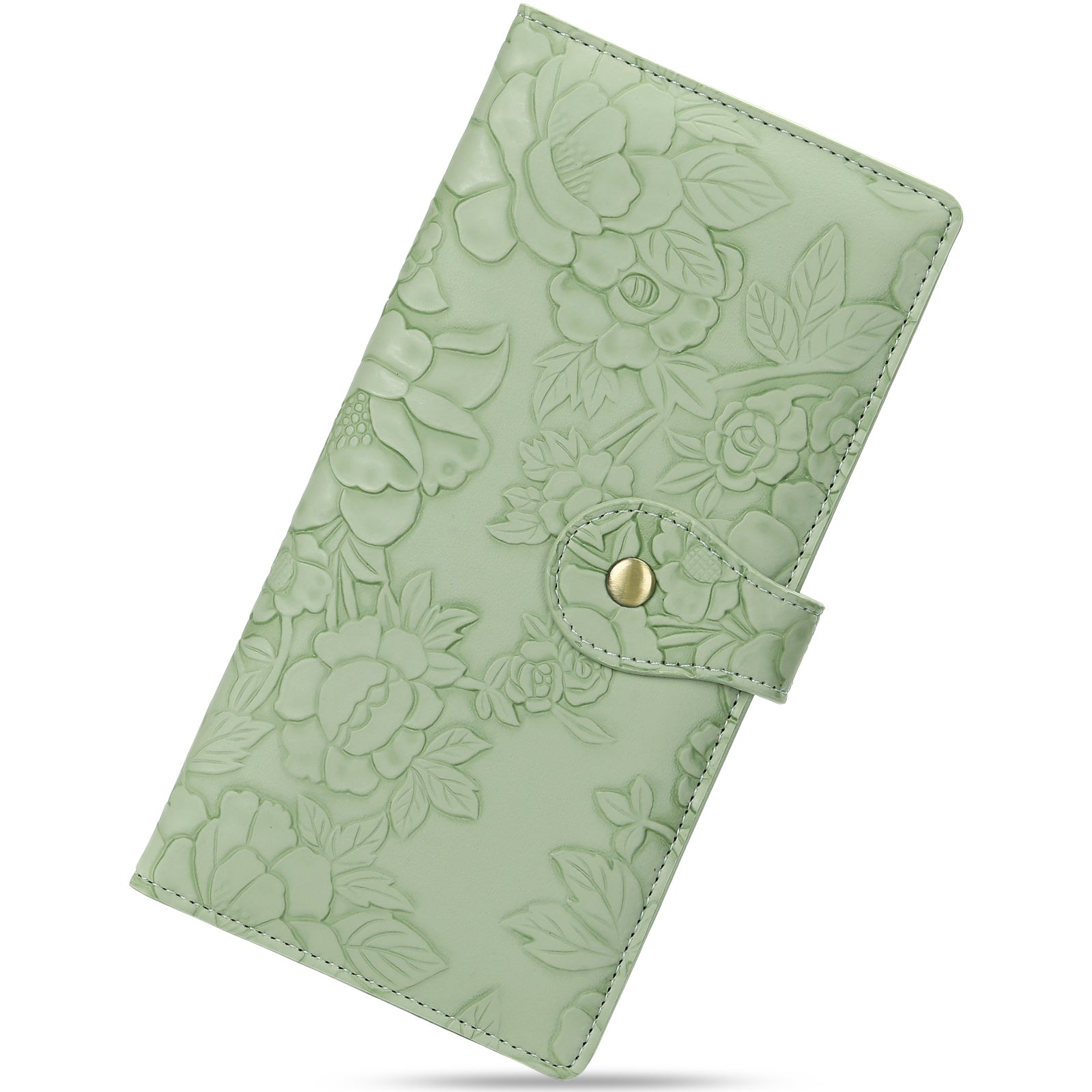 Women Perfect Gift Wallet RFID Blocking Slim Double Layer Handbag, Plant Pattern 13 Slots Card Holder, Ultra Thin Large Capacity Purse, Ideal Christmas Birthday Gift for Mom Girlfriend