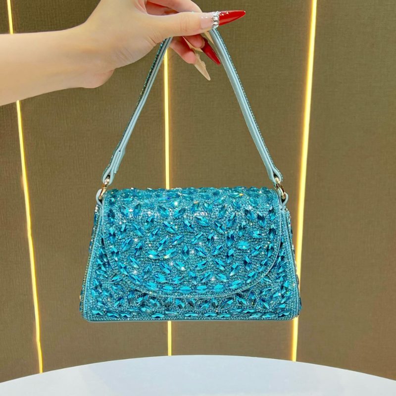 New Cross-border Women's Handbag, Clutch Bag, Cheongsam Bag, High-end Light Luxury Dinner Bag, Rhinestone Cross-body, -encrusted
